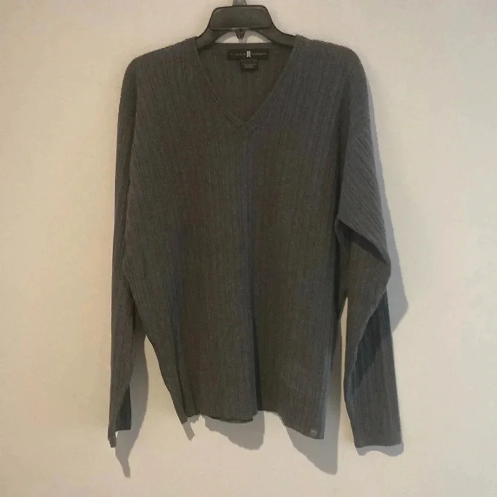 Tiger Woods Nike men’s charcoal gray ribbed cotton blend large sweater v-neck